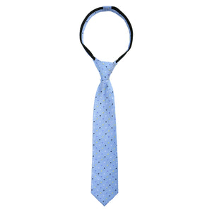 boys' blue dotted polka dots patterned woven zipper necktie tie