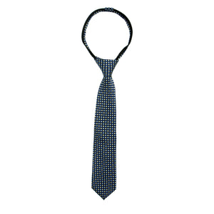 boys' royal blue dotted polka dots patterned woven zipper necktie tie