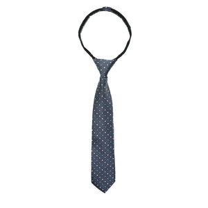 boys' gray turquoise dotted polka dots patterned woven zipper necktie tie