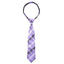 boys' purple lavender white stripes checkers plaid tartan patterned woven zipper necktie tie
