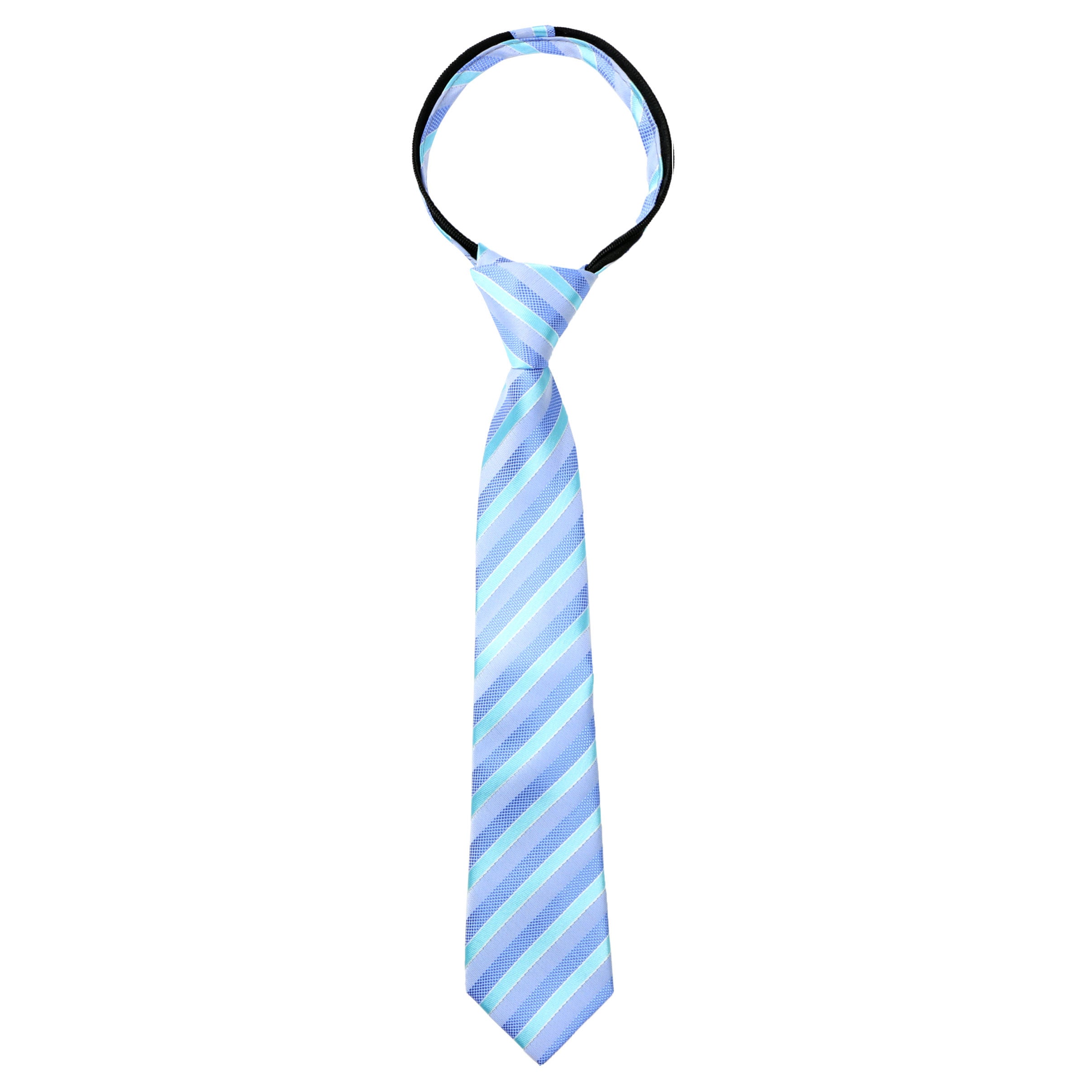 Boys' Blue Pre-Tied Patterned Woven Zipper Necktie Tie
