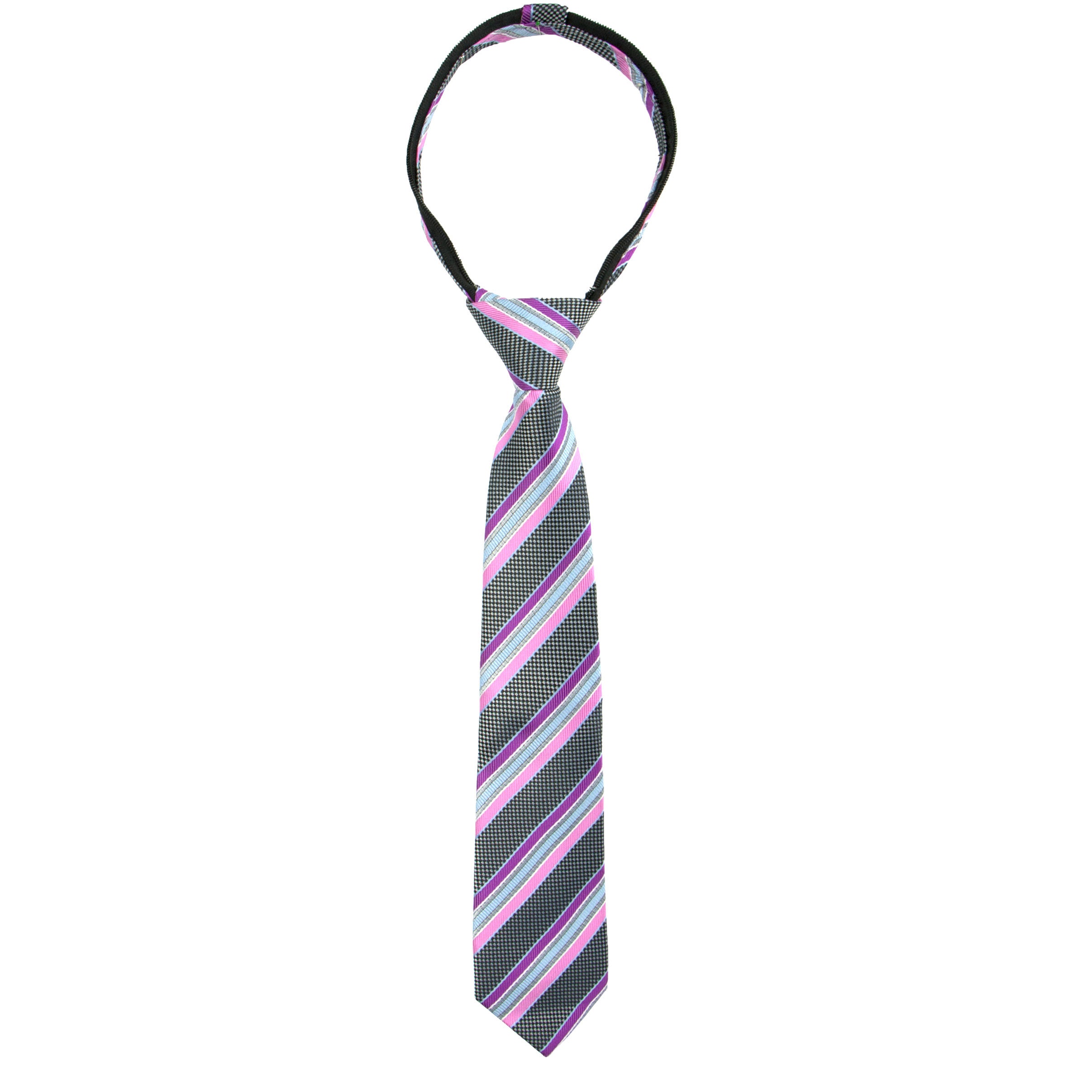 Boys' Red Squares Pre-Tied Patterned Woven Zipper Necktie