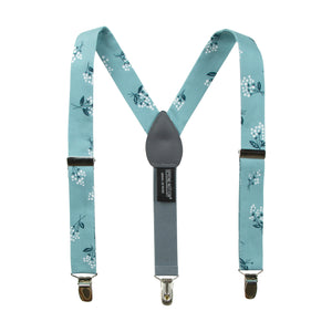 Boys's Floral Cotton Suspenders, Blue (Color F14)