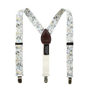 Boys's Floral Cotton Suspenders, Gold Metallic (Color F44)