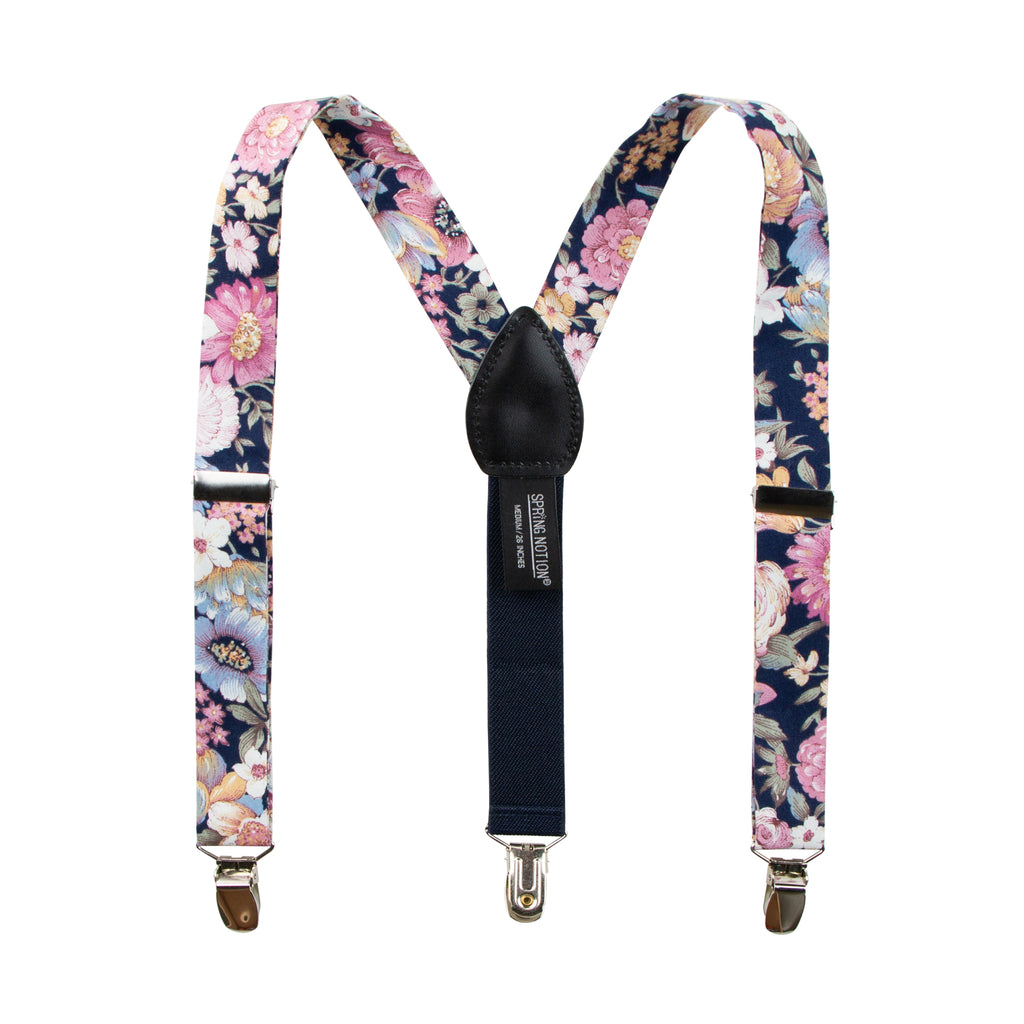 Boys's Floral Cotton Suspenders, Quartz (Color F52)
