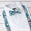 Boys' Floral Cotton Suspenders and Bow Tie Set, Teal (Color F69)
