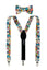 Boys' Floral Cotton Suspenders and Bow Tie Set, Navy/Coral (Color F71)
