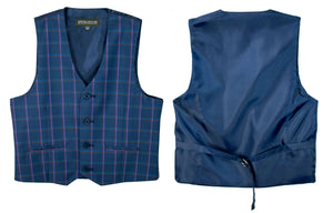 Boys' Plaid Checkers Tartan Suit Vest Waistcoat Blue Purple