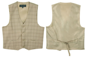 Boys' Plaid Checkers Tartan Suit Vest Waistcoat Sand Grey