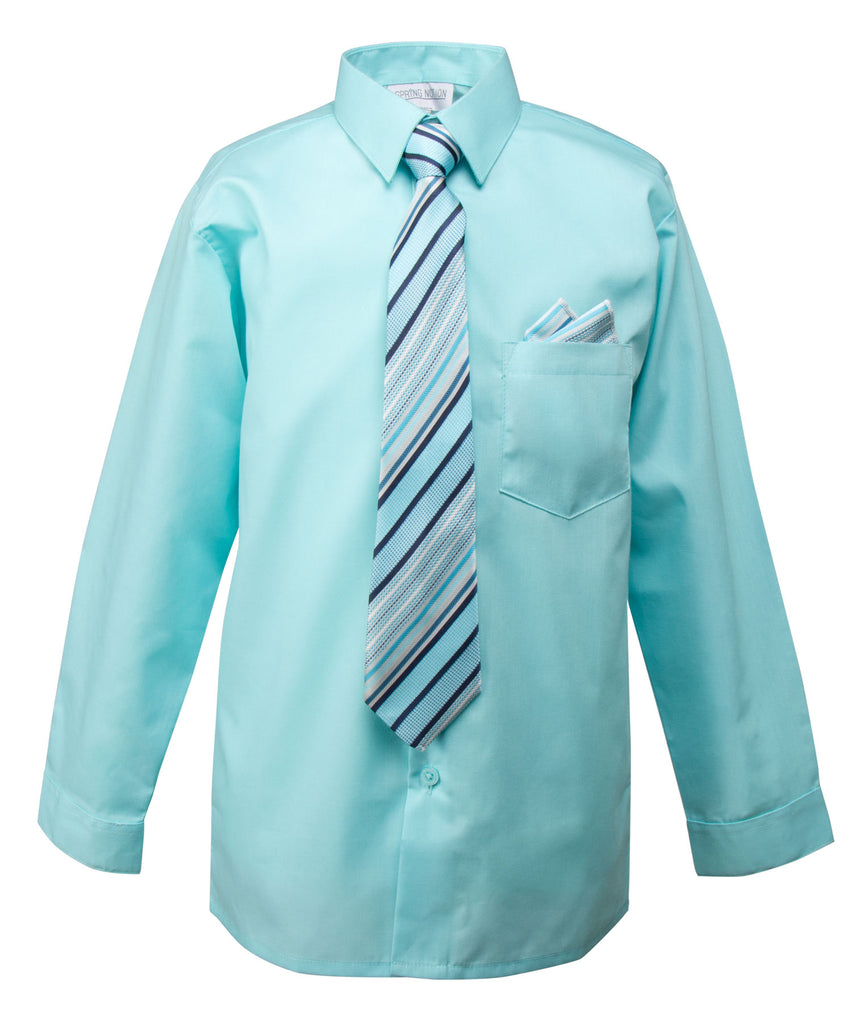 Boys' Dress Shirt with Tie and Handkerchief Set