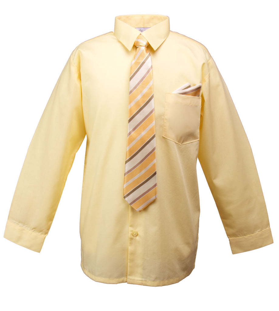 Boys' Dress Shirt with Tie and Handkerchief Set