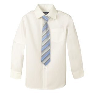 Boys' Ivory Cotton Blend Dress Shirt and Tie Set (Color 19)