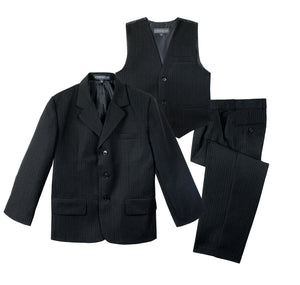 boys' black 3-piece pinstriped striped suit tuxedo set