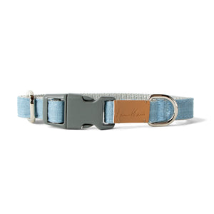 Linen Blend Dog Collar with Strong Buckle, Blue