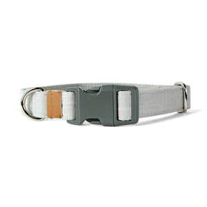 Linen Blend Dog Collar with Strong Buckle, Light Grey