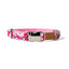 Cotton Floral Dog Collar with Shiny Chrome Silver Metal Buckle, 04-Pink