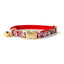 Cotton Floral Adjustable Cat Collar with Matt Gold Buckle and Bell, 10-Cinnamon