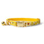 Cotton Floral Adjustable Cat Collar with Matt Gold Buckle and Bell, 13-Mustard