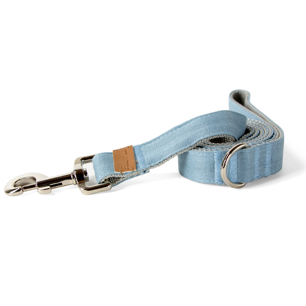 Linen Blend Dog Leash with D-Ring, 4.5 FT Walking Lead, Blue
