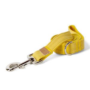 Linen Blend Dog Leash with D-Ring, 4.5 FT Walking Lead, Mustard