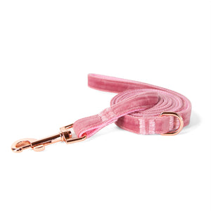 Velvet Dog Leash with Rose Gold Metal Snap, Rose Pink