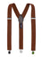 men's brown elastic stretch suspenders with genuine leather crosspatch with subtle Spring Notion branding