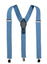 men's steel blue elastic stretch suspenders with genuine leather crosspatch with subtle Spring Notion branding