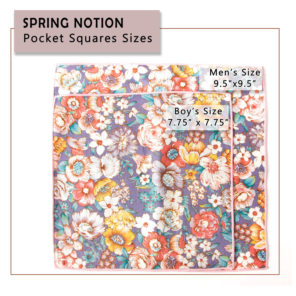 Boys' Cotton Floral Print Pocket Square, Quartz (Color F52)